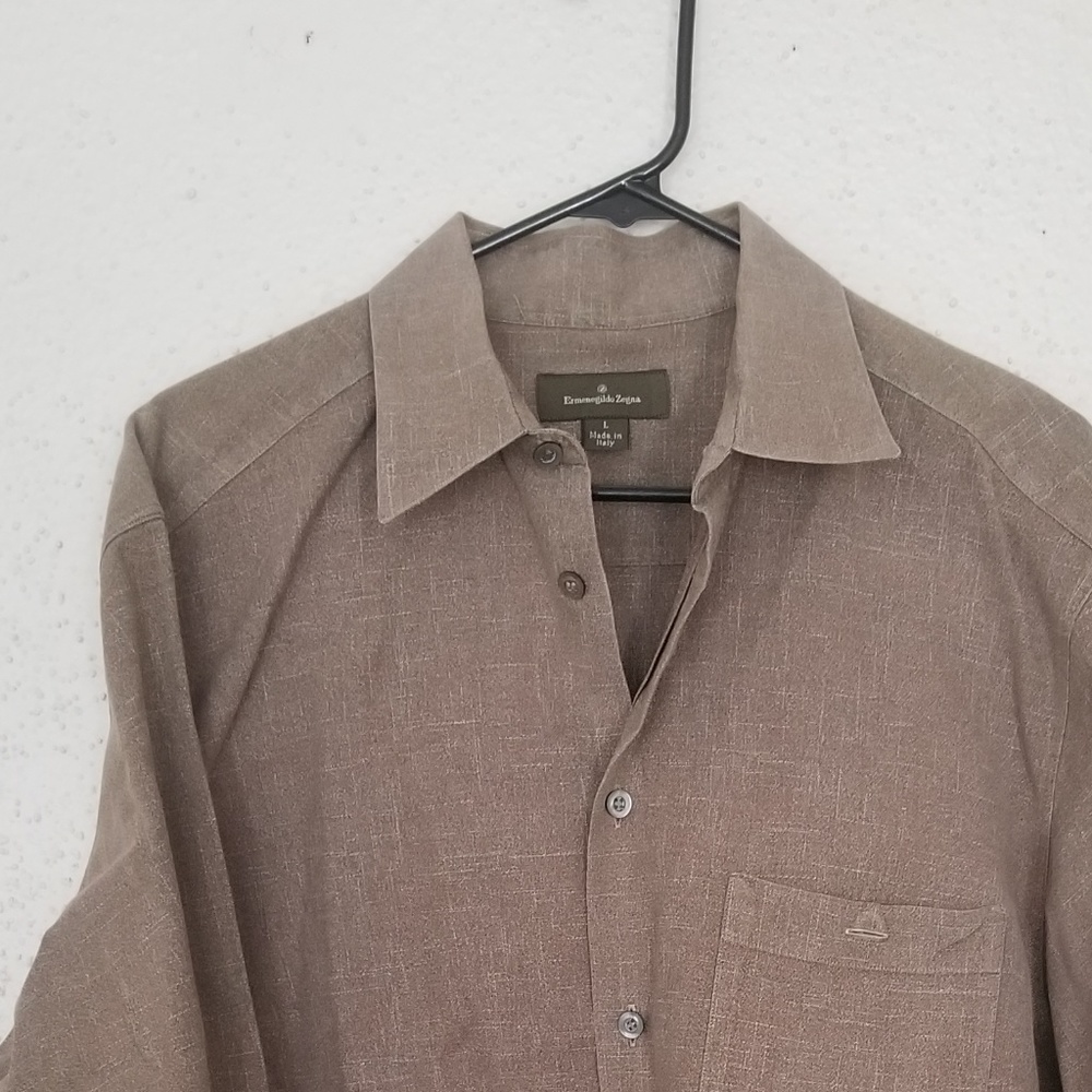 EUC Ermenegildo Zegna Brown Dress Shirt Large Long